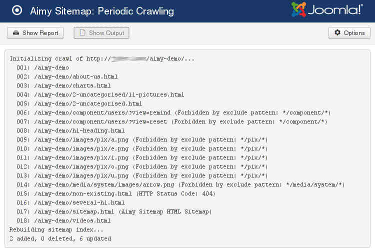 Aimy Sitemap - Periodic Crawl Output Log