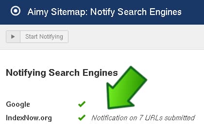 Aimy Sitemap pings indexnow.org using Aimy IndexNow PRO