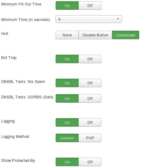 Aimy Captcha-Less Form Guard configuration