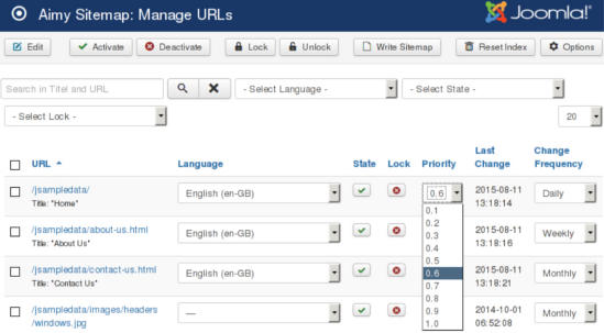 Manage URLs for the XML sitemap