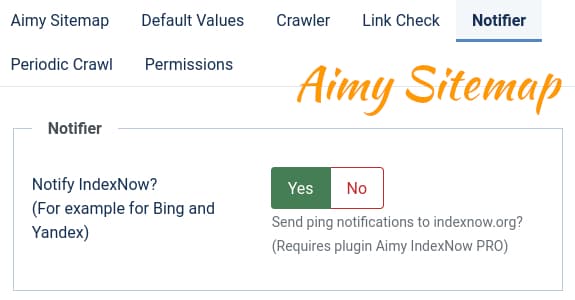 Aimy Sitemap's indexnow configuration