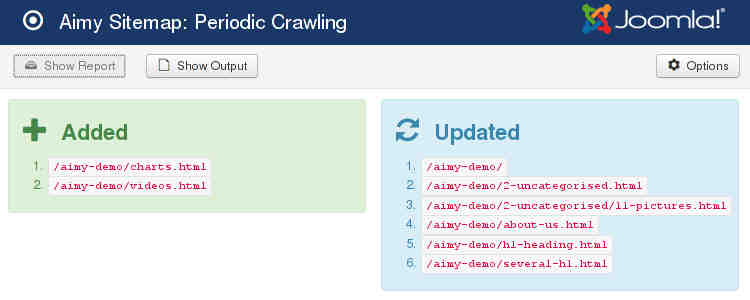 Aimy Sitemap - Periodic Crawl Long Report
