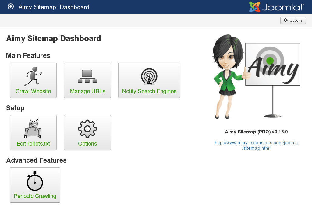 Aimy Sitemap's Dashboard