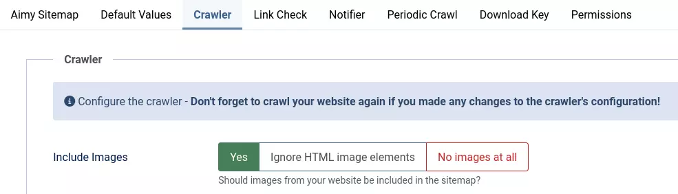 Options for &quote;Include Images"