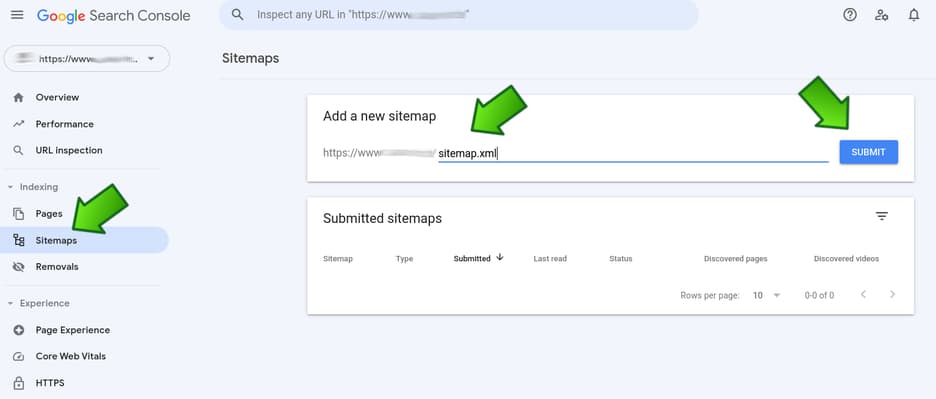 Where to submit an XML sitemap in GSC