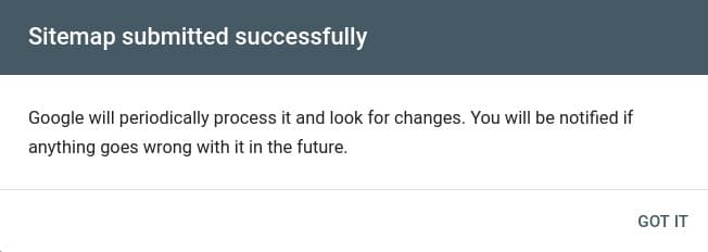 GSC: Sitemap submitted successfully