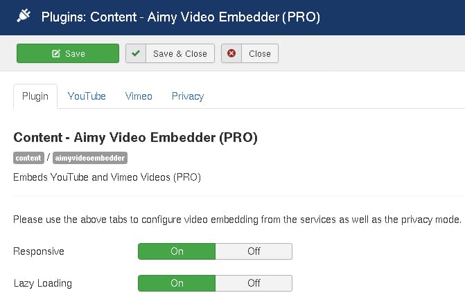 Lazy loading can be configured in the plugin's options easily