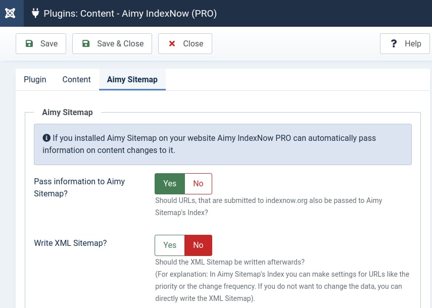 Aimy IndexNow Plugin Configuration: Sitemap Support