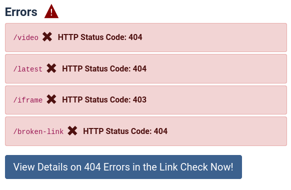 Crawler reports broken links (status code 404)