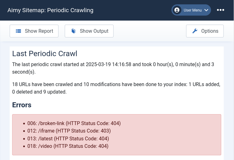 Last Periodic Crawl - Short Report